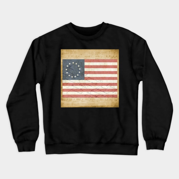 Betsy Ross 1776 American Revolutionary distressed Flag graphic design Crewneck Sweatshirt by tamdevo1